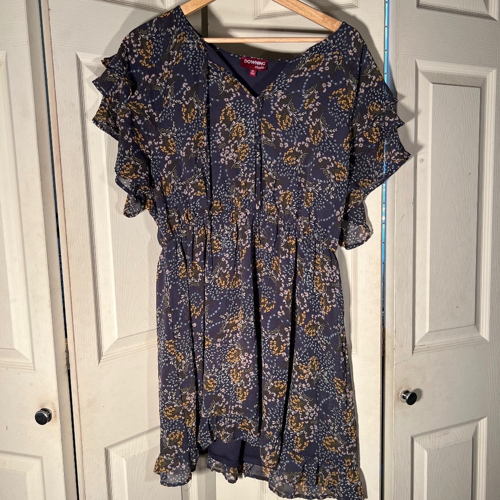 Downing Studio Blue Floral Dress Size 2XL